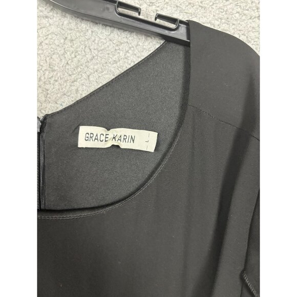 Grace Karin Women's Black Chiffon Shift Dress Size Large Black New Without Tag's - Picture 6 of 8